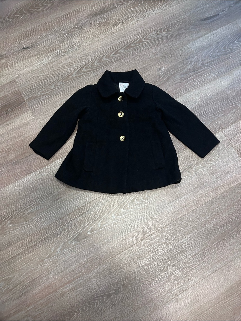 The Children's Place Black Pea Coat with Gold Buttons